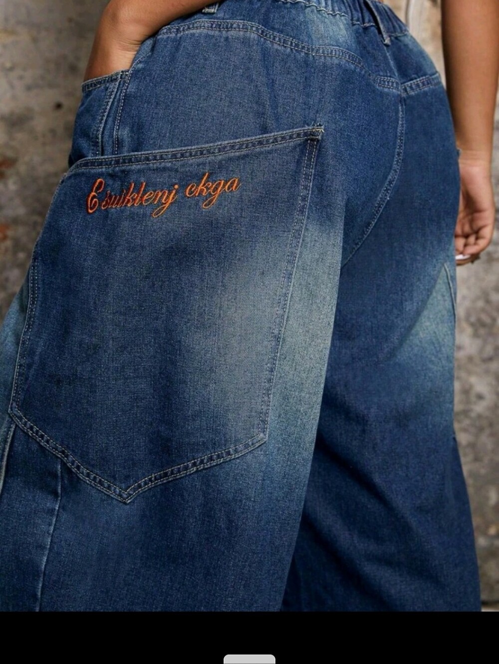 Plus Dark Blue Wide-Leg Flare Jeans Extra Baggy Size 30 New W/O Tag - Picture 2 of 4